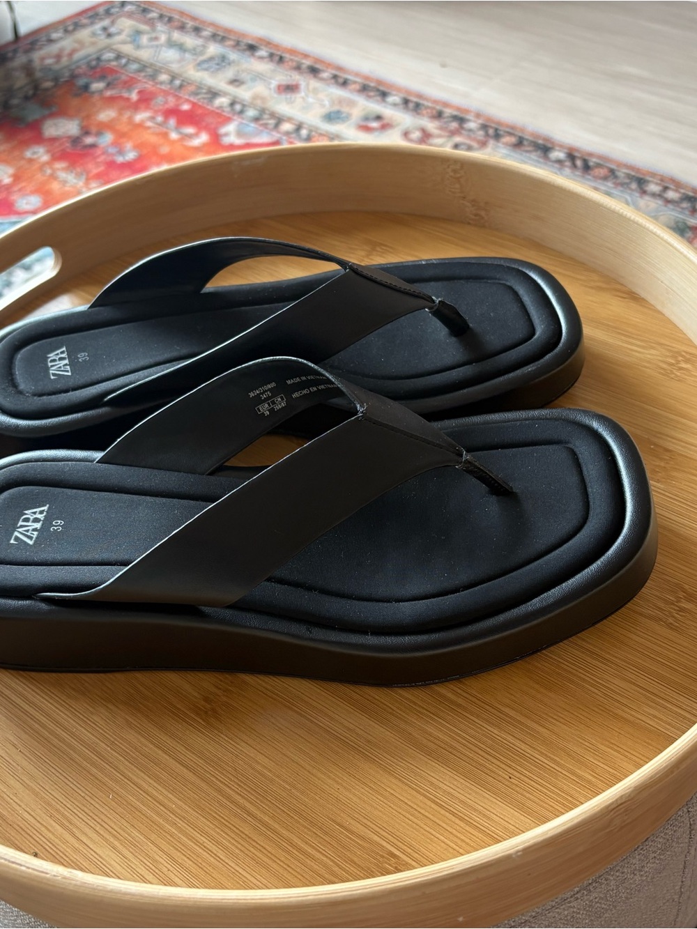 Zara Black Platform Thong Sandals - Minimalist Chunky Sole